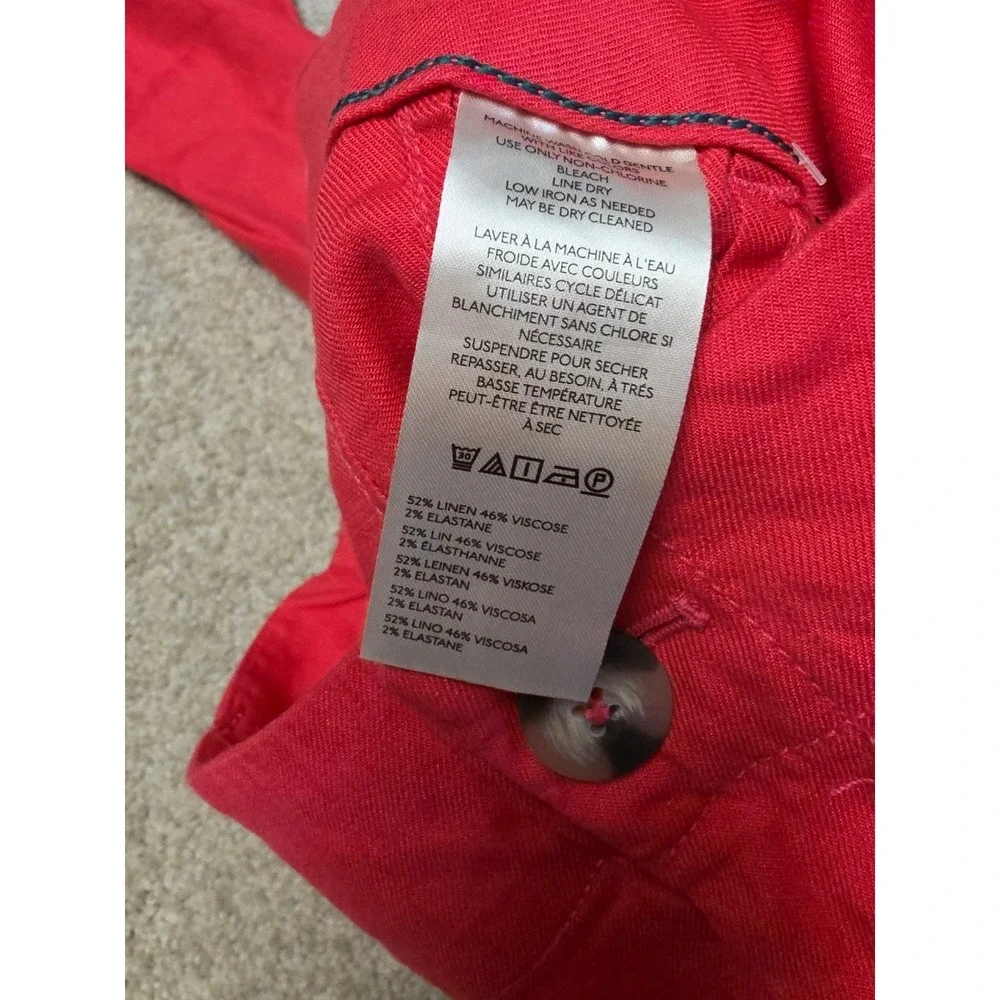 Anthropologie Maeve The Colette Cropped Linen‎ Wide-Leg Pants Pink Sz 25 NWT